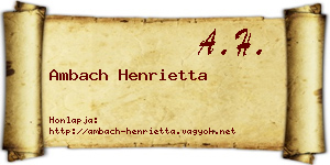 Ambach Henrietta névjegykártya
